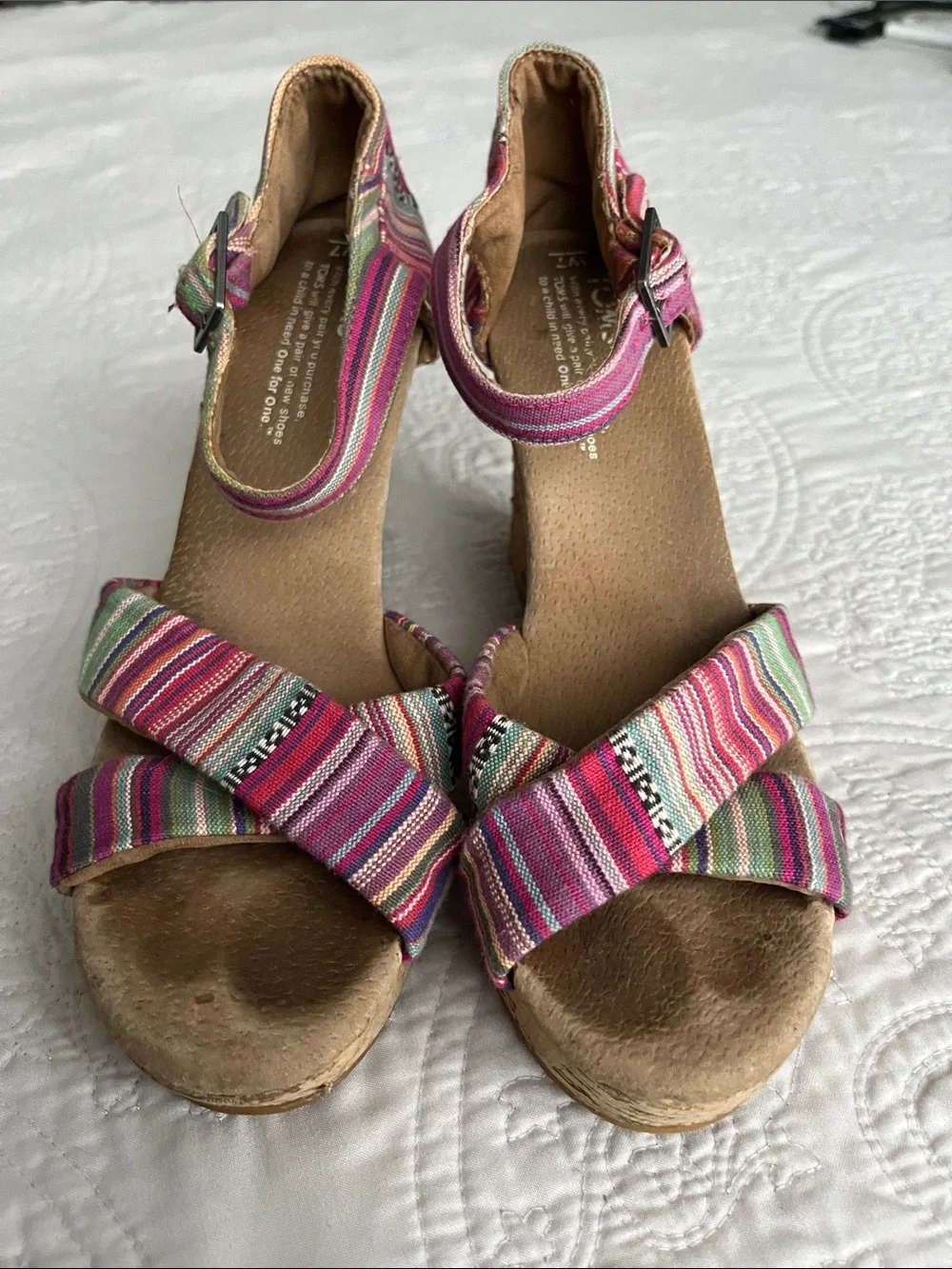 TOMS Sienna Women's Canvas Wedge Sandals Boho Festival Summer